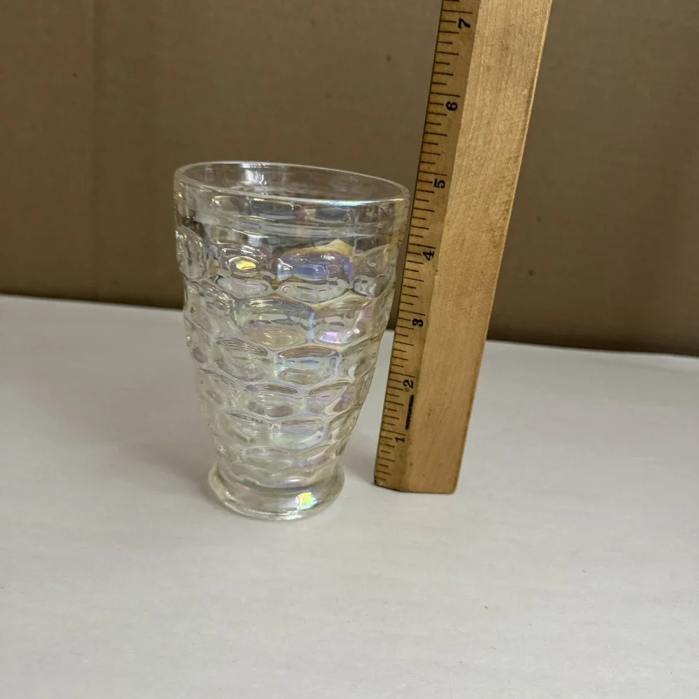 (1) Federal Yorktown Iridescent Thumbprint‎ Glass Tumblers 8oz MCM Vintage Clear